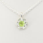Load image into Gallery viewer, Peridot Flower Pendant, 0.51ct in Sterling Silver, 18 inch Chain
