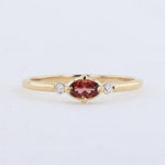 Load image into Gallery viewer, East-West Oval Garnet Ring with Diamond Trim in Yellow Gold
