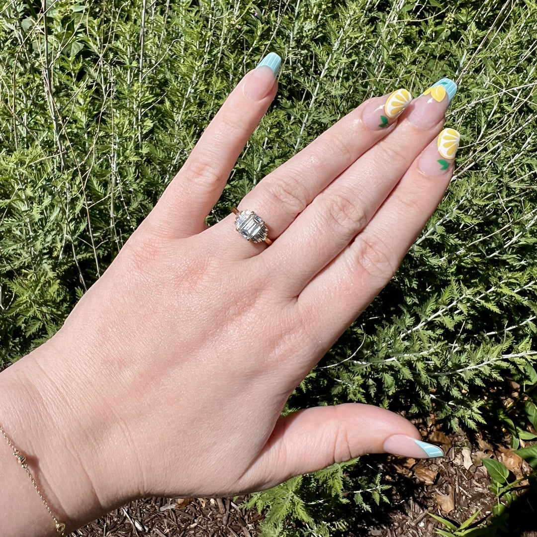 Lab Grown Art Deco Engagement Ring in Yellow Gold
