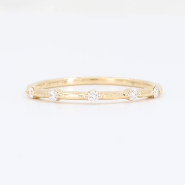 Dot Dash Diamond Band in Yellow Gold featuring five small diamonds along a slim ring