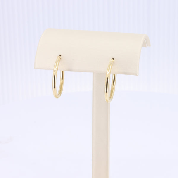 Polished yellow gold hoop earrings, 20mm, pair, Quality Gold