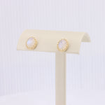 Load image into Gallery viewer, Moonstone Cabochon Stud Earrings Royally Set in Yellow Gold
