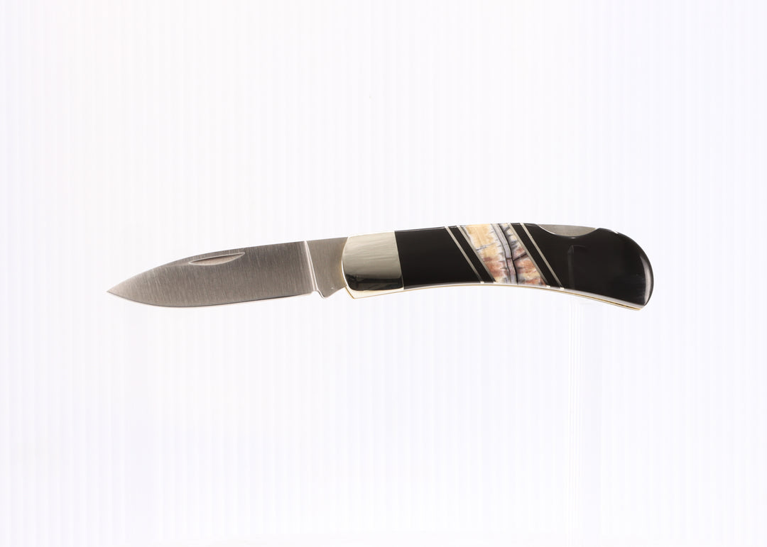 Steel 3" Lockback Knife- Woolly Mammoth Tusk Inlay
