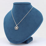 Load image into Gallery viewer, Diamond Chain Mail Flower Pendant Necklace, 0.03ct in Sterling Silver, 18 inch