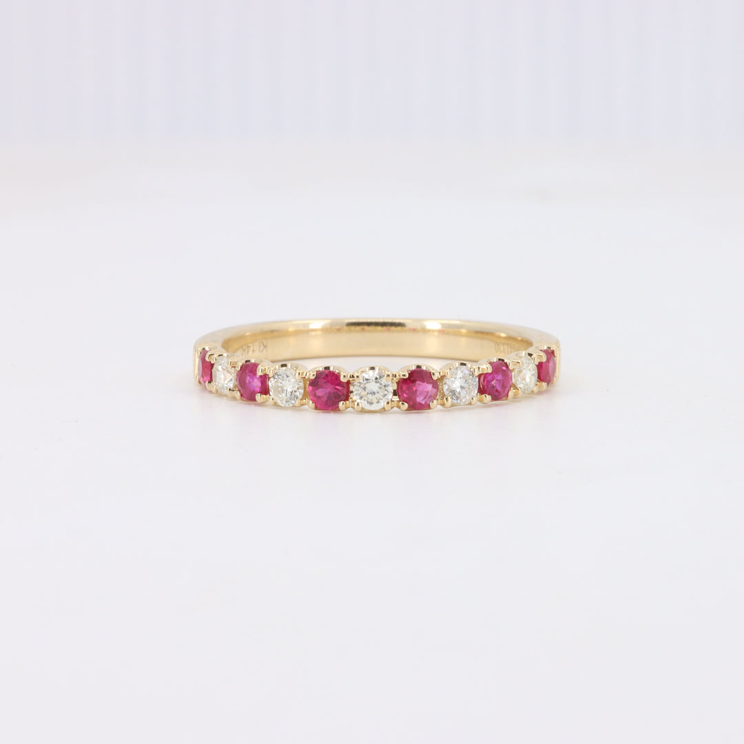 Ruby and Diamond Alternating Band in Yellow Gold