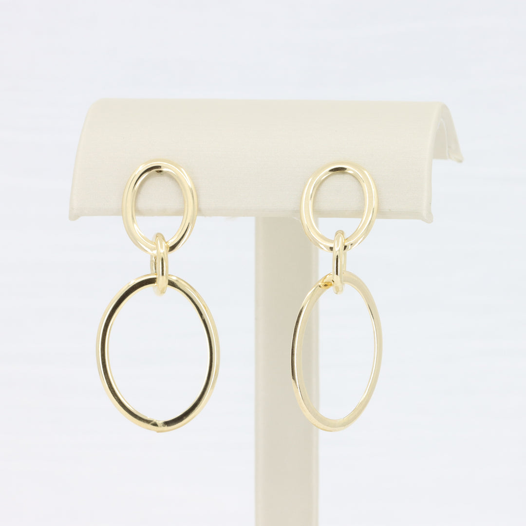Interlocking Hoop Drop Earrings in 10K Yellow Gold