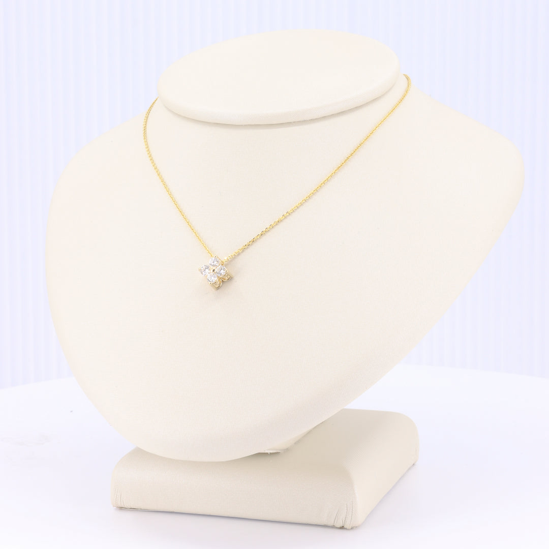 Diamond Quatrefoil Pendant, 0.25cttw in 14K Yellow Gold, 18 inch Chain