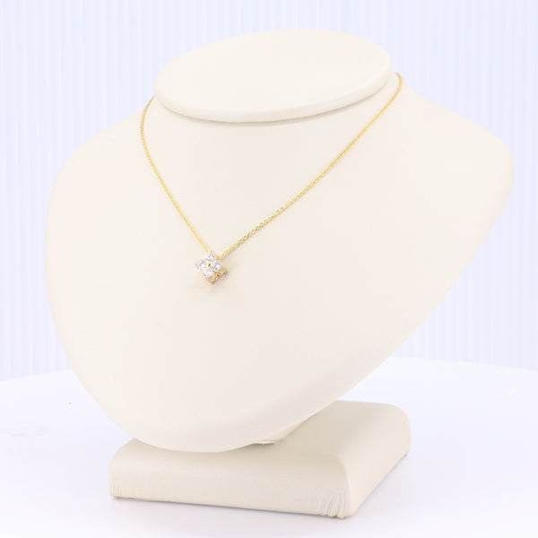 Medium Quatrefoil Diamond Pendant in Yellow Gold on an 18-Inch Chain
