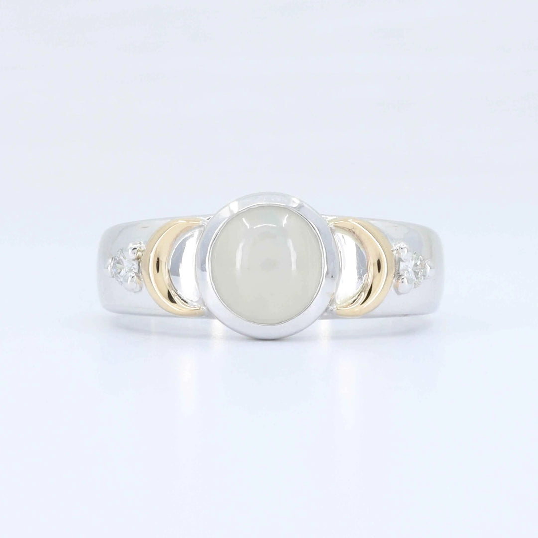 White Star Sapphire and Diamond Ring, 2.21ct White Star Sapphire with 0.10cttw Diamond in 14TT Gold - Kizer Cummings Jewelers