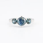 Load image into Gallery viewer, Montana Sapphire Three Stone Ring in White Gold
