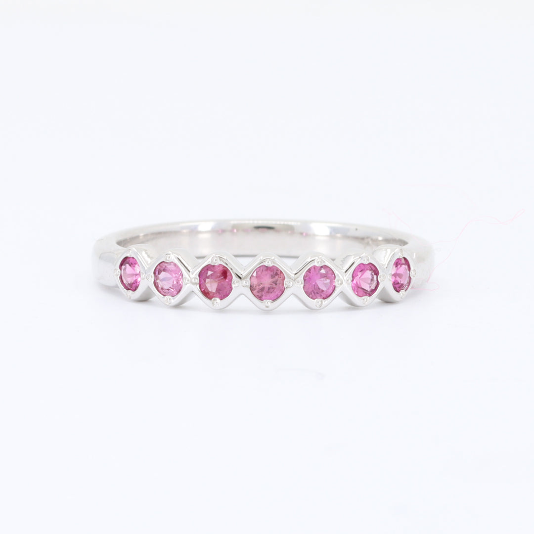 Pink Sapphire Stacking Ring, 0.24cttw Sapphires in 14K White Gold