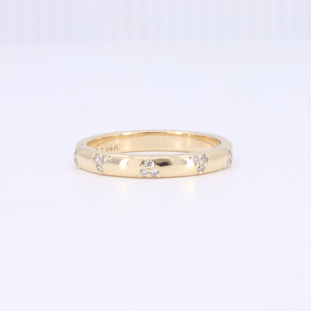 Diamond Triangles Wedding Band in Yellow Gold