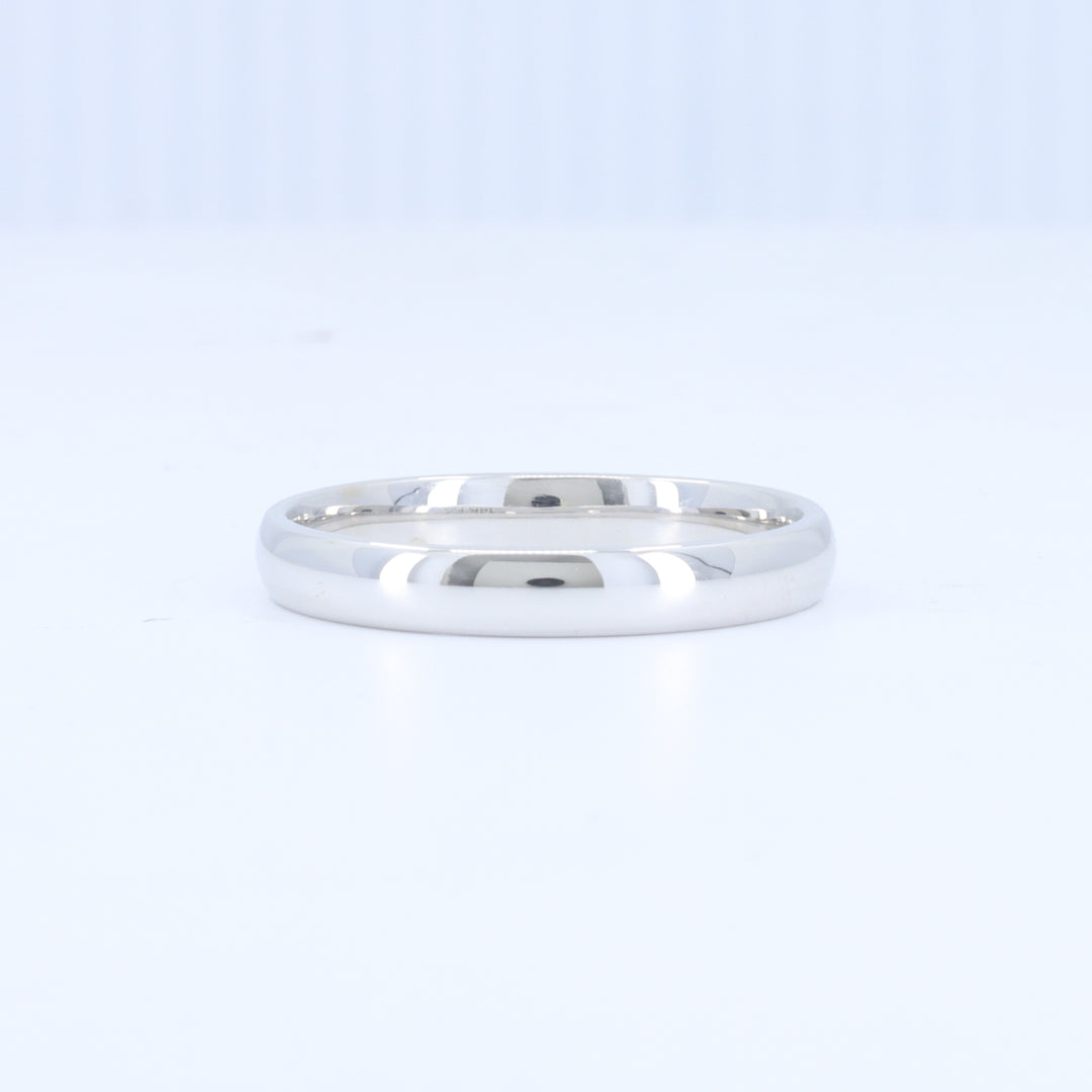 Low Dome Comfort Fit 3mm Band in White Gold