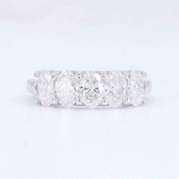 Lab-Grown Diamond Five Stone Oval Band, 2.00cttw Lab Grown Diamonds in 14K White Gold