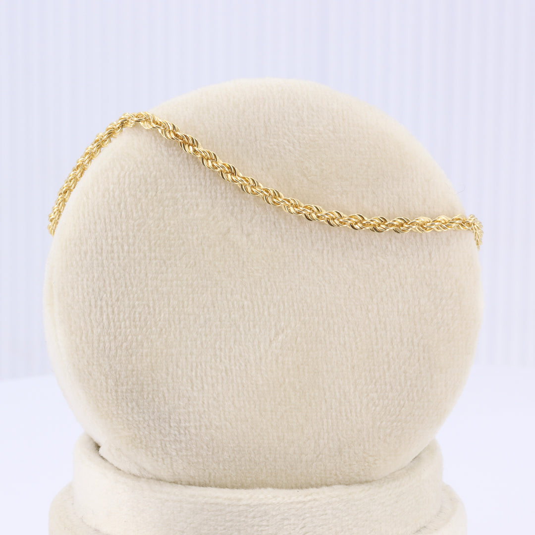 Diamond-Cut 2.25mm Rope Chain Bracelet in Yellow Gold