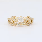 Load image into Gallery viewer, Diamond Leaf Band, 0.06cttw in 14K Yellow Gold