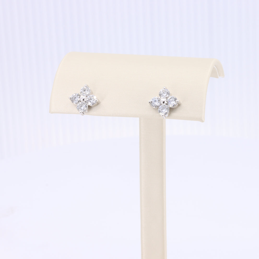 Large Diamond Quatrefoil Studs in White Gold