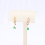 Load image into Gallery viewer, In the Vines Emerald and Diamond Drop Earrings in Yellow Gold
