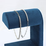 Load image into Gallery viewer, Diamond Bar with Paperclip Chain Bracelet, 0.81cttw Diamonds in 14K White Gold, 7 Inches