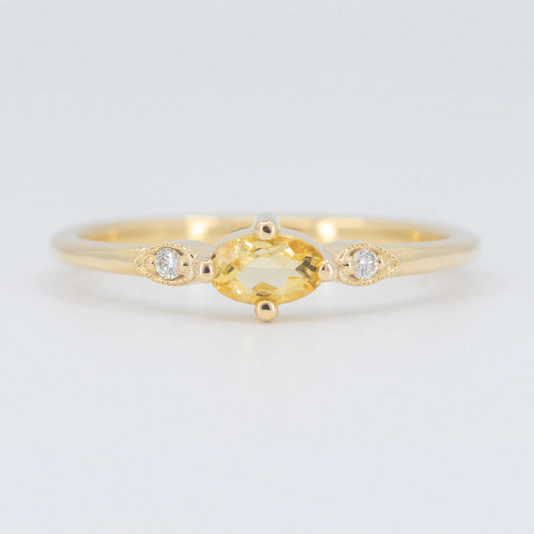 Citrine Birthstone Ring, 0.22ct Citrine and 0.02cttw Diamonds in 10K Yellow Gold