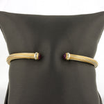 Load image into Gallery viewer, Upcycled 18K TwoTone Twisted Wire Cuff Bracelet with Rubies
