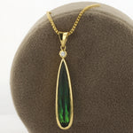 Load image into Gallery viewer, Mother Earth Green Tourmaline with Diamond Accent Necklace in Yellow Gold
