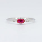 Load image into Gallery viewer, Lab-Grown Ruby Birthstone Ring, 0.31ct Ruby and 0.02cttw Diamonds in 10K White Gold