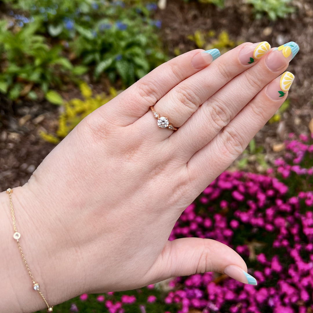 Kite Detail Engagement Ring in Rose Gold