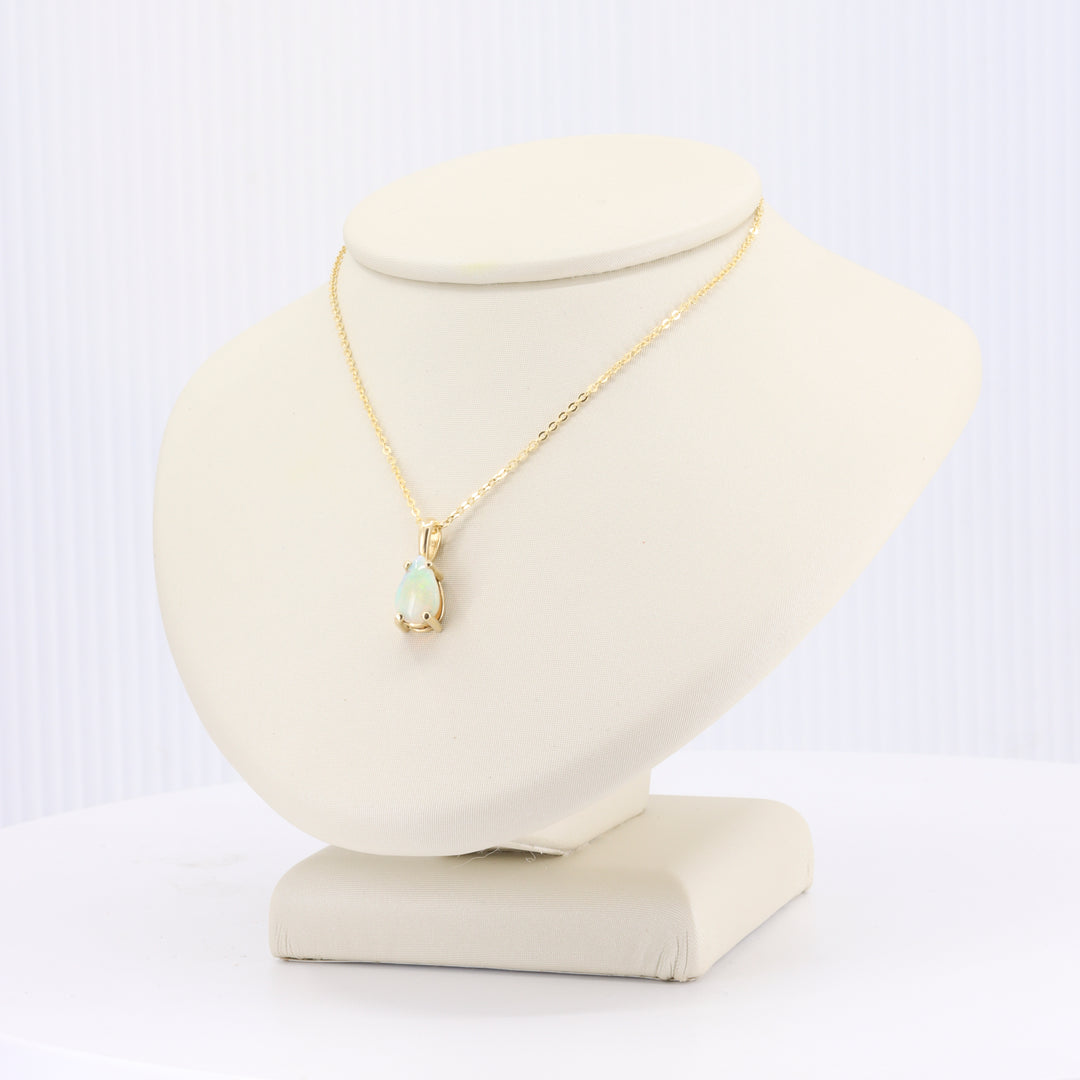 Australian Opal Pear Necklace in Yellow Gold