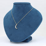 Load image into Gallery viewer, Diamond Crescent Moon Pendant, 0.19cttw in 14K Yellow Gold, 18 inch Chain
