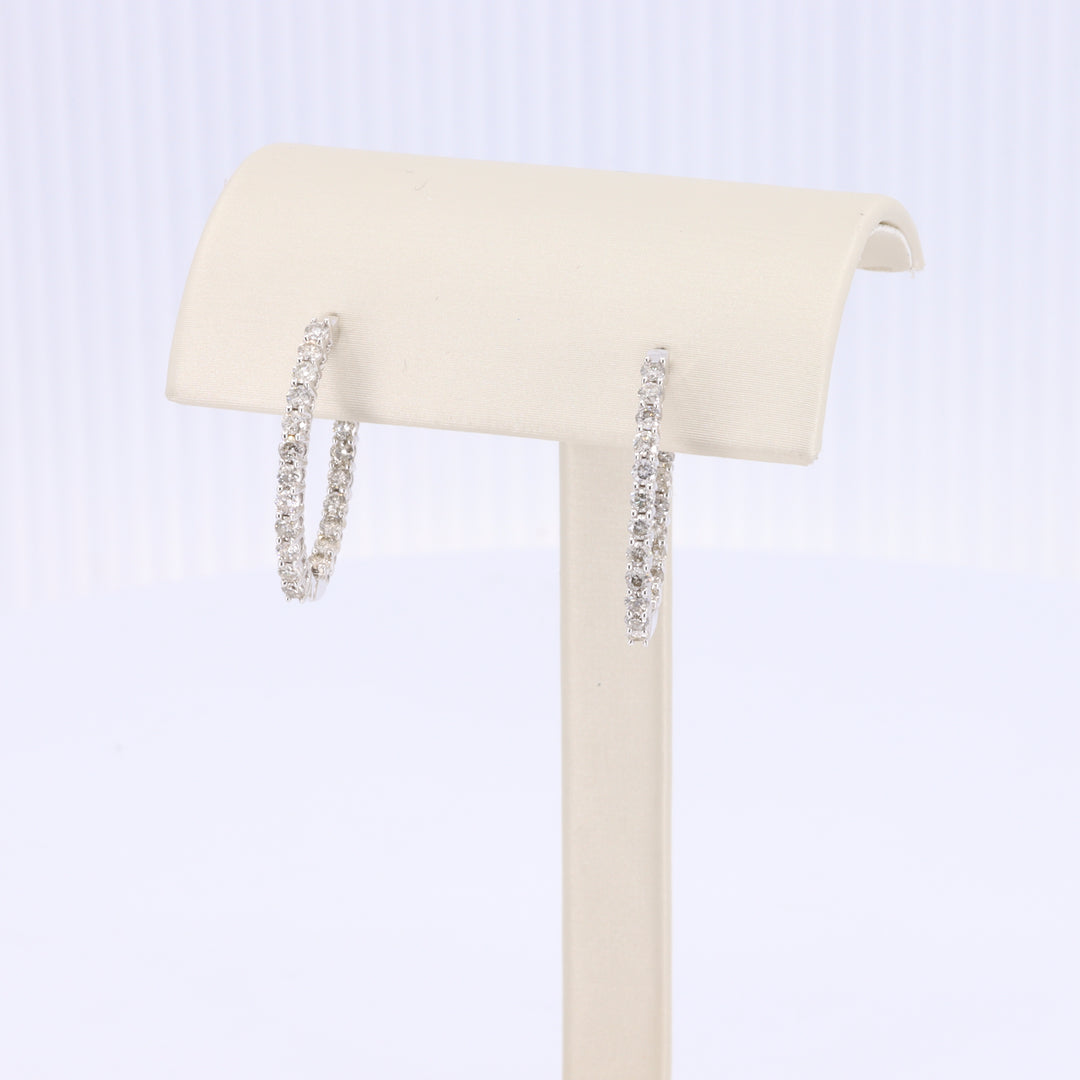 Diamond Hoop Earrings in White Gold - 1.00cttw