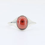 Load image into Gallery viewer, Garnet Cabochon Signet Ring, 2.65ct in Sterling Silver