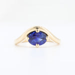 Load image into Gallery viewer, Sapphire Wave Ring, 1.35ct Oval Blue Sapphire in 14K Yellow Gold