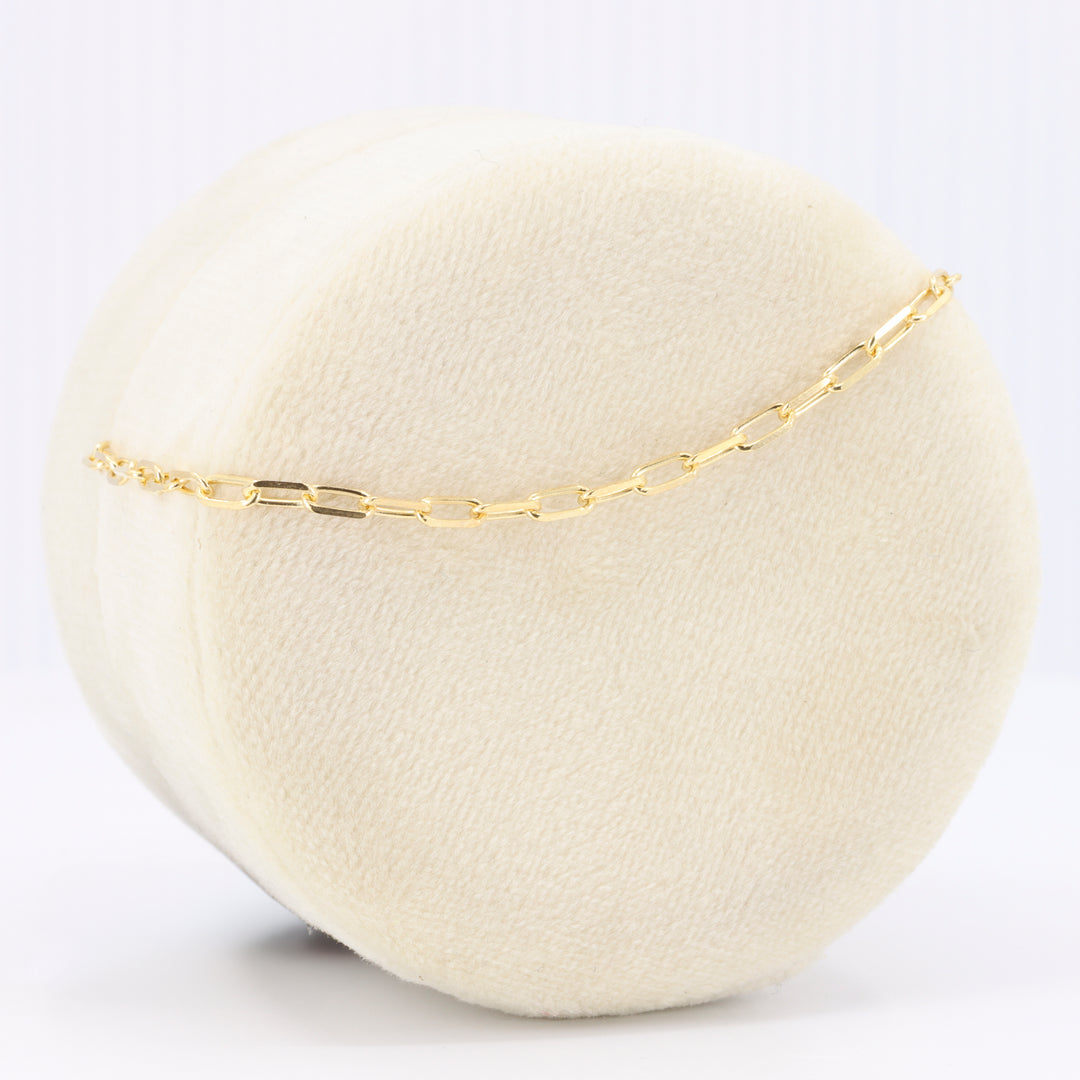 Beveled Paper Clip Chain Bracelet 2.2mm 7" in Yellow Gold
