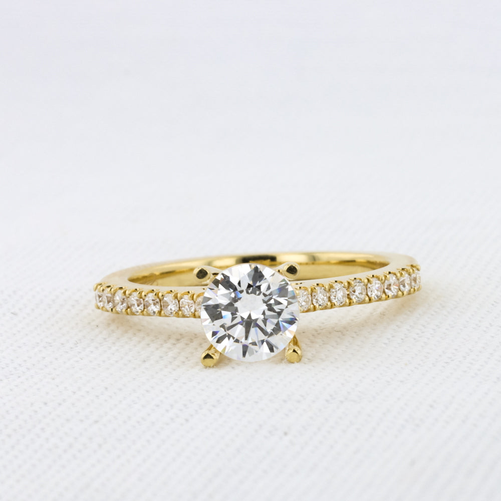 Engagement Ring Mounting with Diamond Shank in Yellow Gold for 3/4ct Diamond
