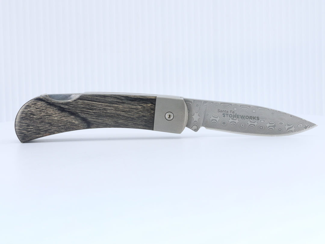3" Lockback Knife- Dinosaur Bone Inlay w/ Damascus Steel Blade