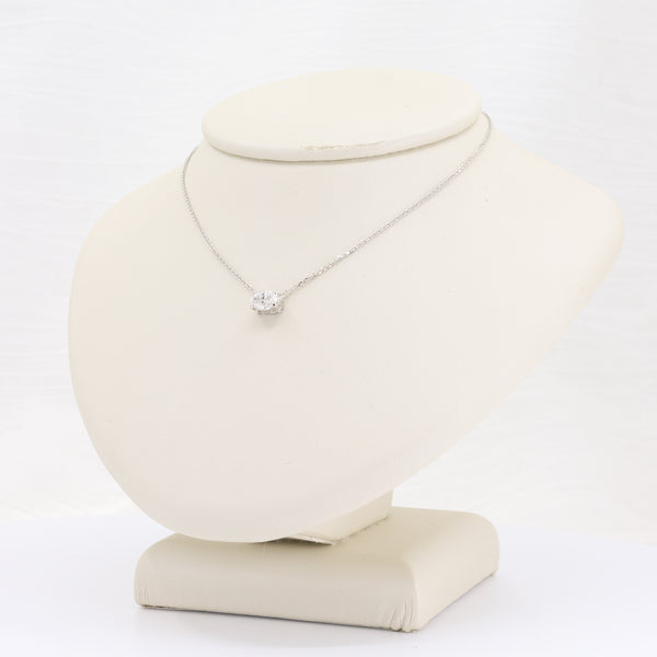 East/West Oval Diamond Slide Pendant in White Gold on 18-inch Chain, 0.40ct