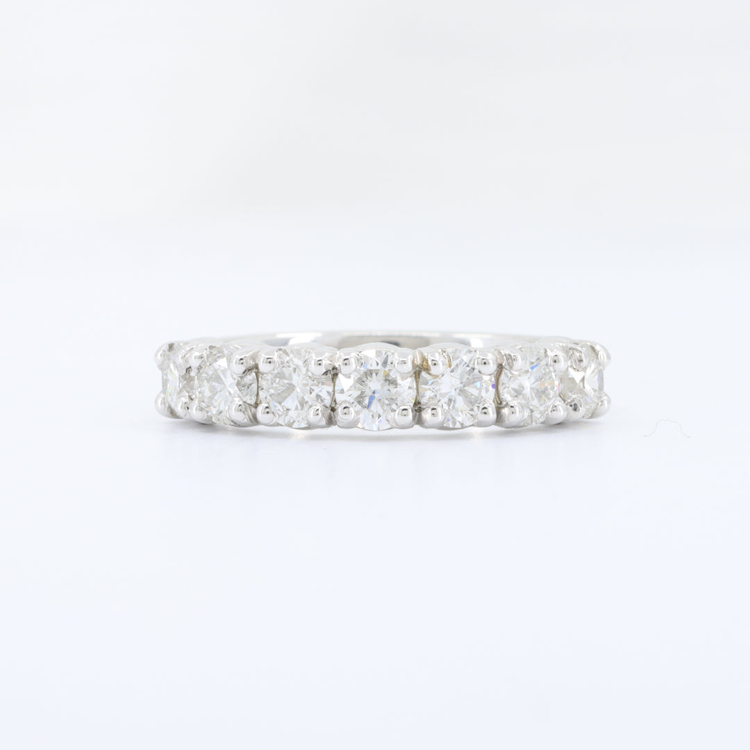 7 Stone Diamond Band, 1.16cttw Diamonds in 14K White Gold