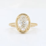 Load image into Gallery viewer, Lab Grown Diamond Faux Bezel Ring, 2.02ct F VS1 Oval Diamond with 0.13cttw Hidden Halo Diamonds in 14K Yellow Gold - Kizer Cummings Jewelers