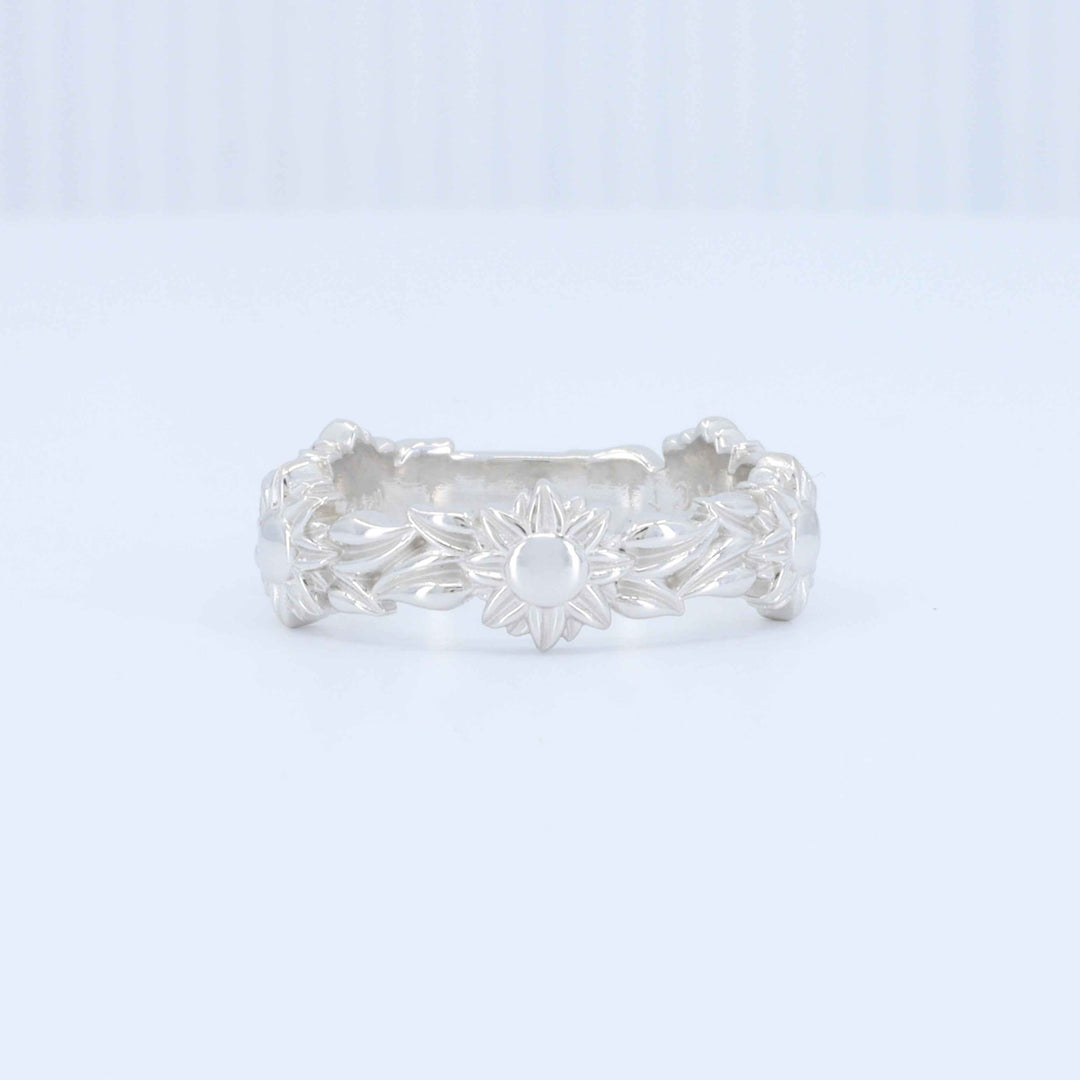 Sunflower Vine Band in 14K White Gold