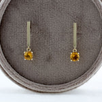 Load image into Gallery viewer, Citrine Bar Drop Dangle Earrings in Yellow Gold
