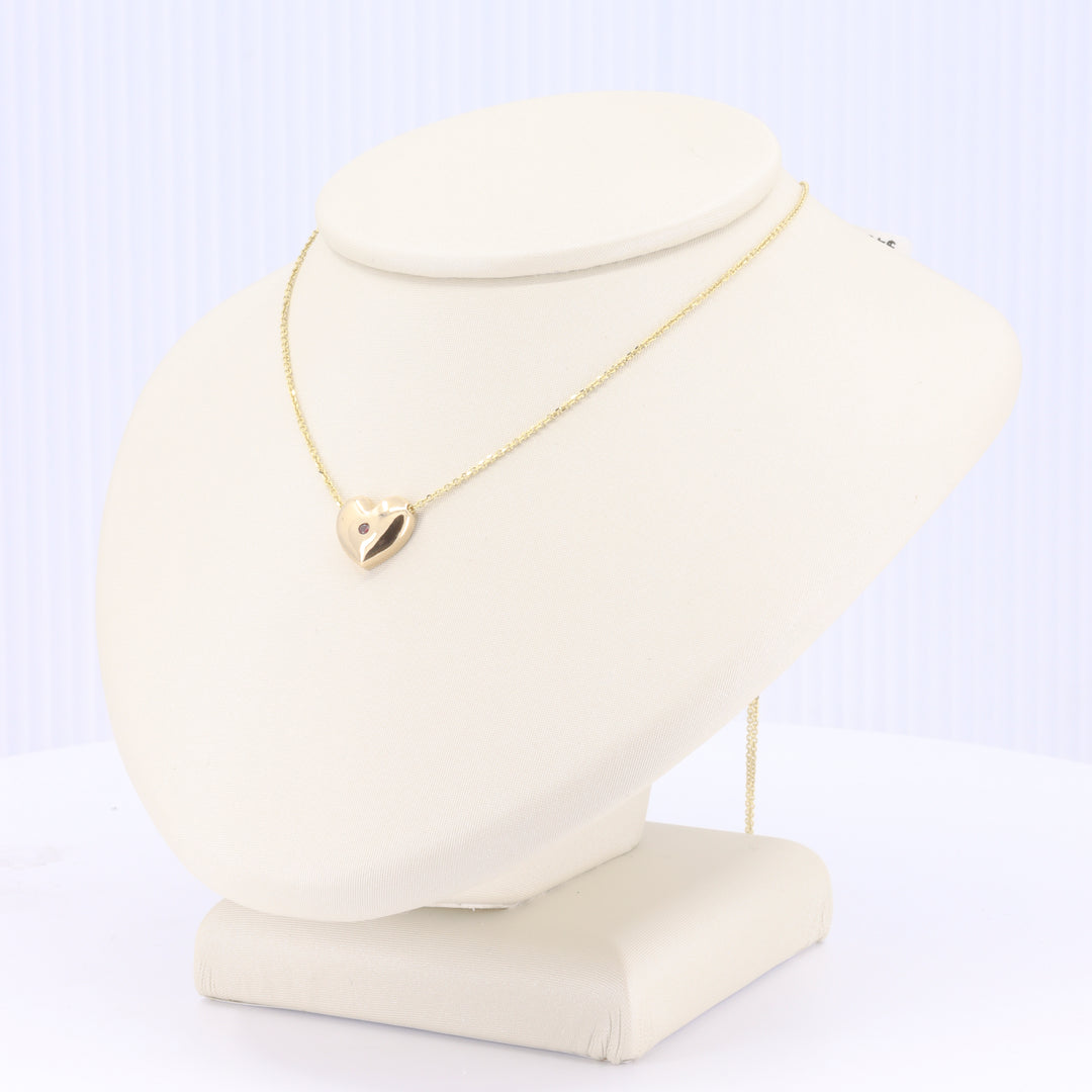 Heart Necklace with Ruby in 14K Yellow Gold