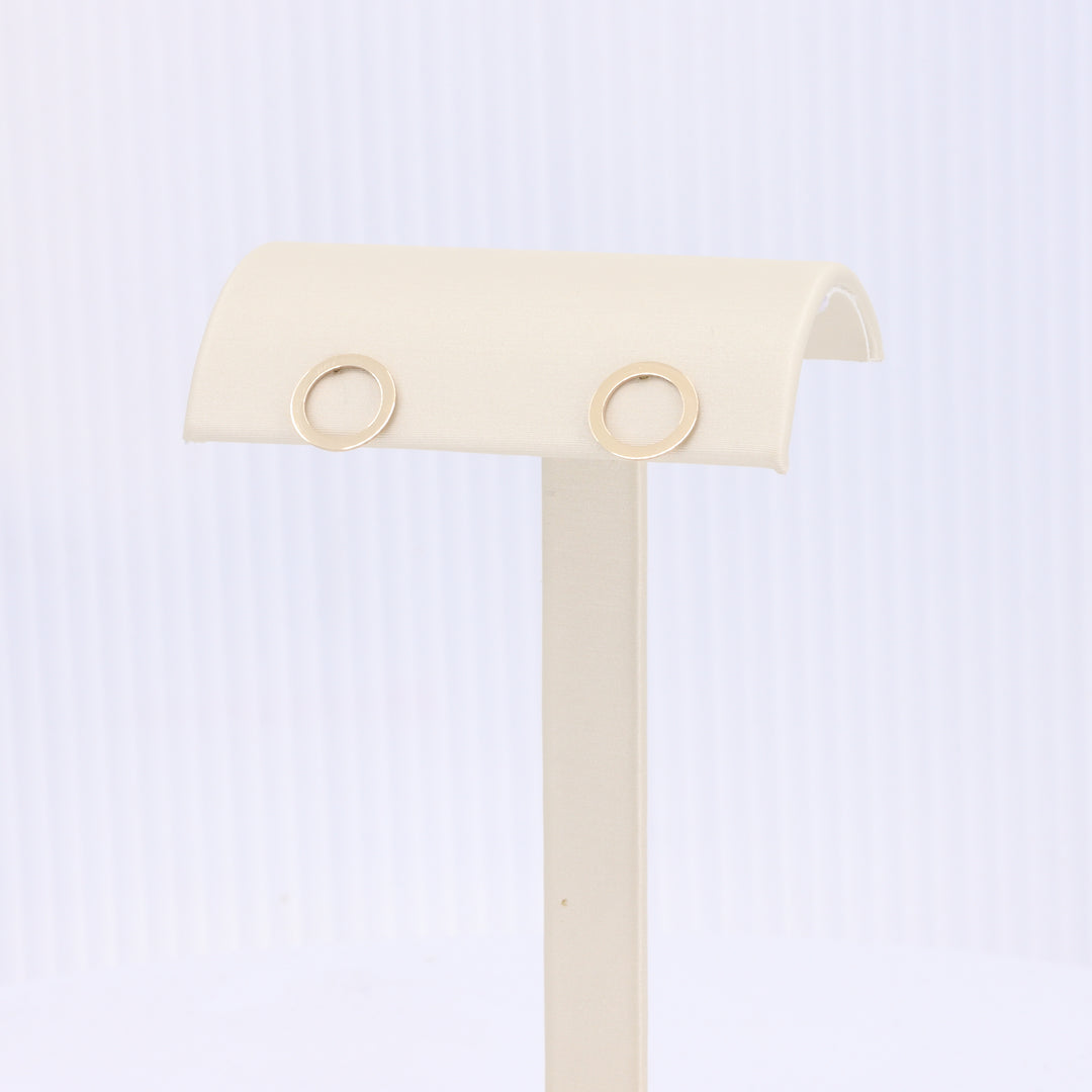 Open Circle Stud Earrings in Yellow Gold