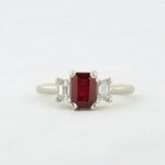 Load image into Gallery viewer, Three Stone Ring with Ruby and Diamond in Platinum