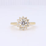 Load image into Gallery viewer, Starburst Halo Engagement Ring in Yellow Gold
