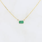 Load image into Gallery viewer, East-West Emerald Necklace in 14K Yellow Gold
