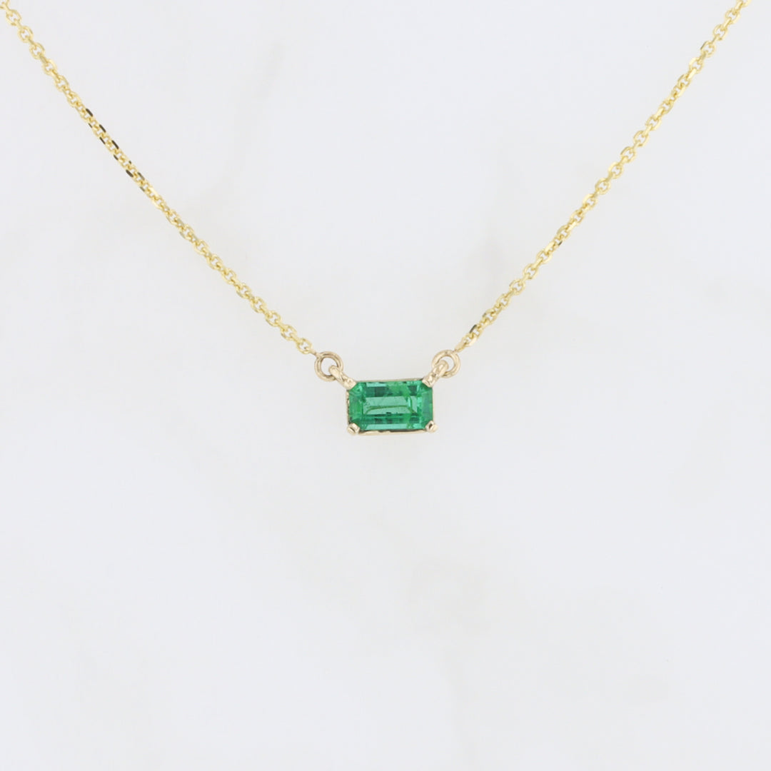 East-West Emerald Necklace in 14K Yellow Gold