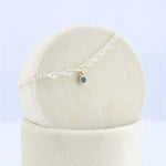 Load image into Gallery viewer, Silver Rope Chain Bracelet w/ Sapphire Charm in Yellow Gold

