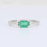 Load image into Gallery viewer, Emerald and Diamond Ring, 0.51ct Emerald with 0.06cttw Diamond in 14K White Gold - Kizer Cummings Jewelers