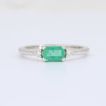 Load image into Gallery viewer, Emerald and Diamond Ring, 0.51ct Emerald with 0.06cttw Diamond in 14K White Gold